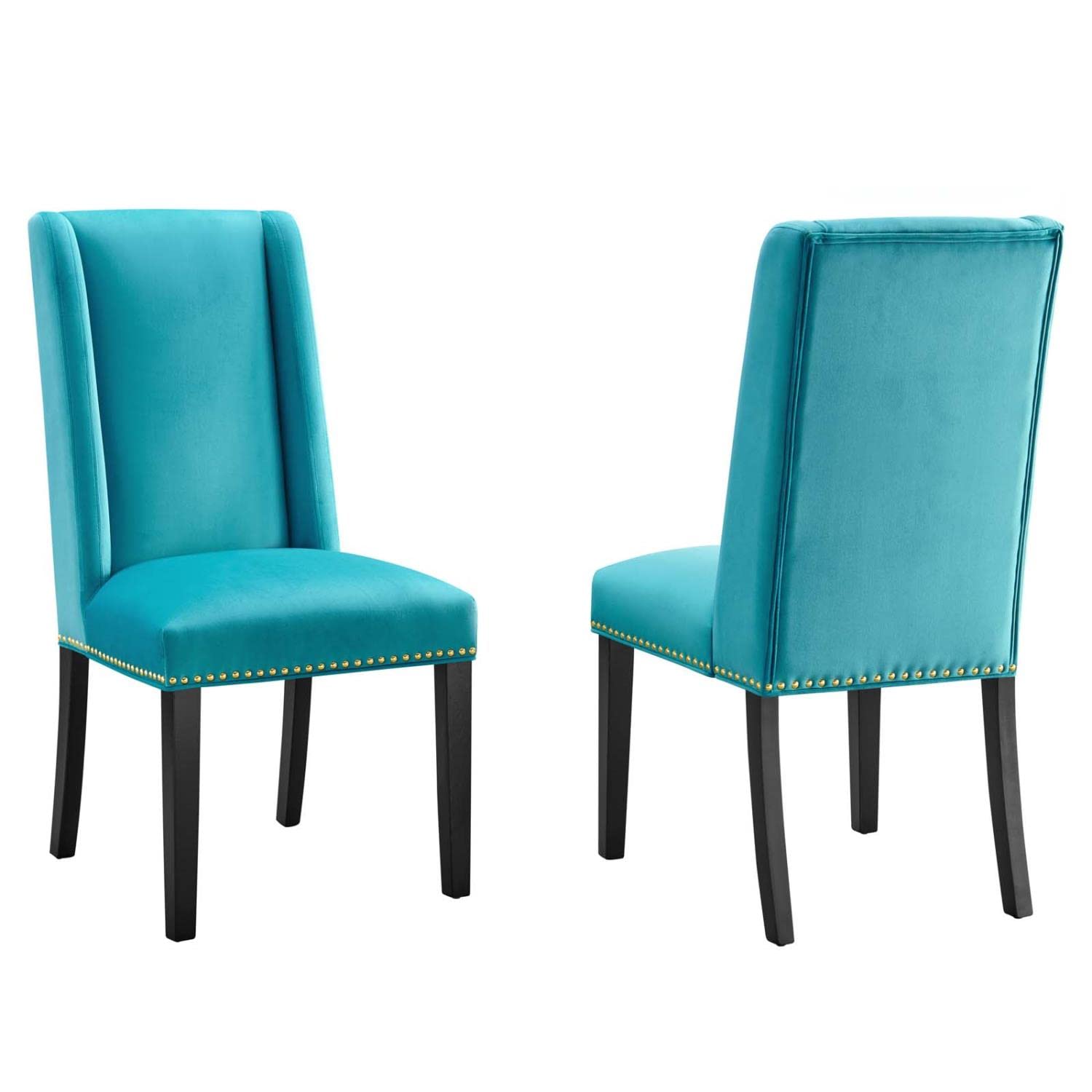 Modway Baron Performance Velvet Set Of 2 Dining Chairs With Blue Eei-5012-Blu