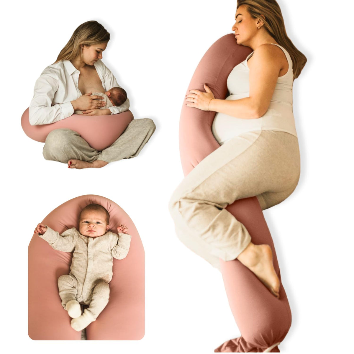 Cuddobaby Pregnancy Pillow & Nursing Pillow, Cooling Cover, Adjustable Firmness, Unique Locking Design, Full Body Support For An