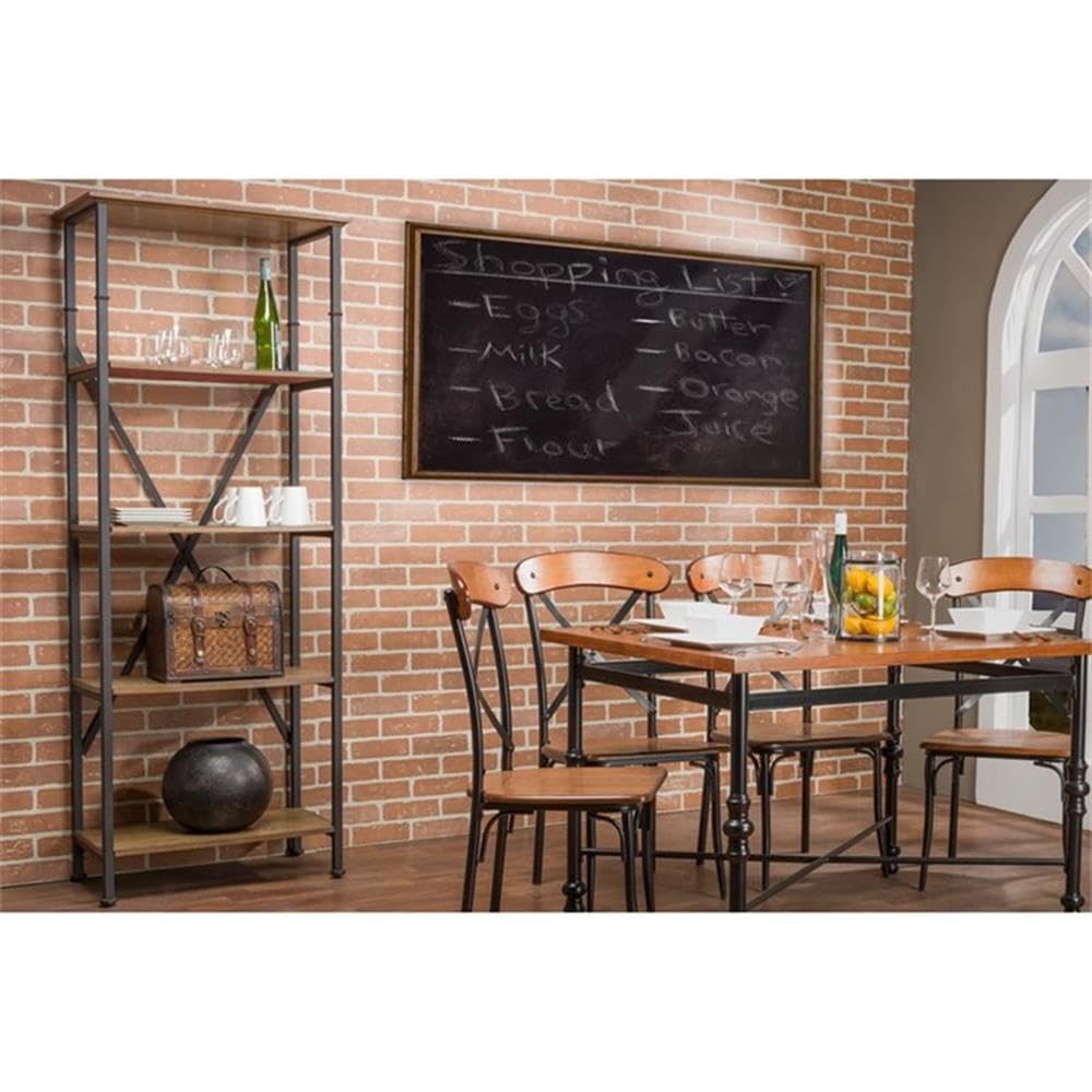 Baxton Studio Lancashire Wood and Metal Bookcase, Brown