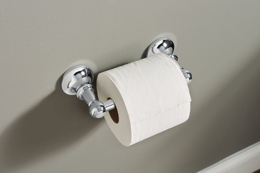 Moen Vale Chrome Double Post Pivoting Toilet Paper Holder, Wall Mounted Toilet Tissue Holder Dn4408Ch