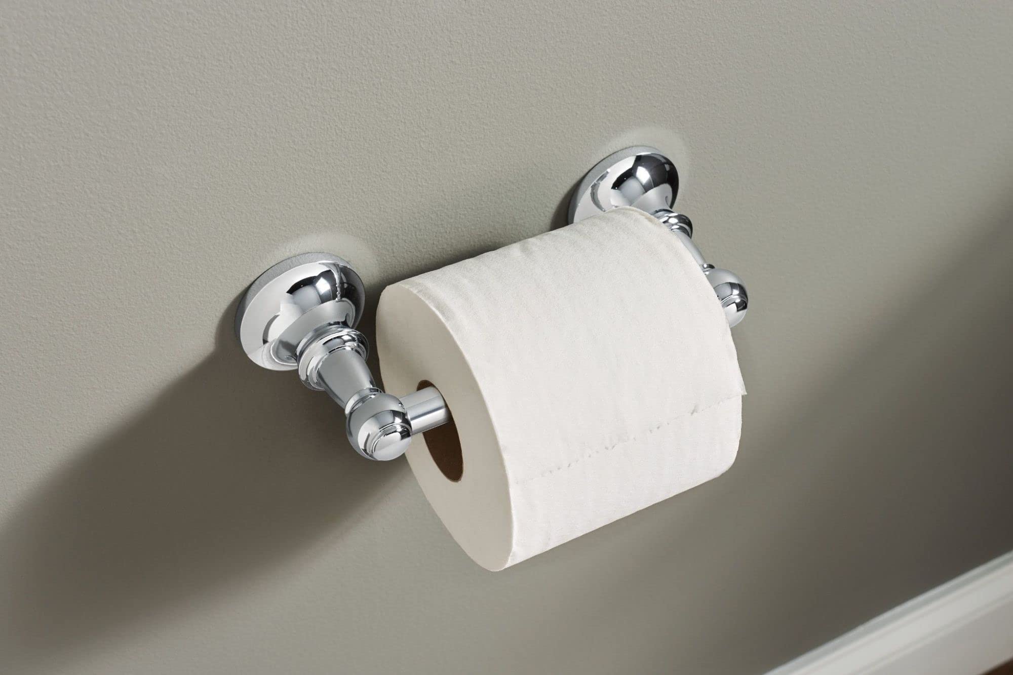 Moen Vale Chrome Double Post Pivoting Toilet Paper Holder, Wall Mounted Toilet Tissue Holder Dn4408Ch