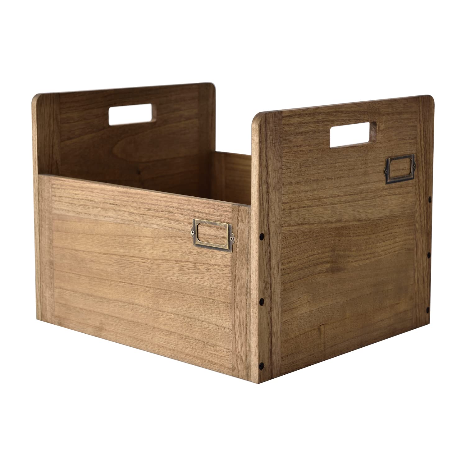 Kirigen Vinyl Record Storage Organizer Crate Wooden Record Storage Organizer Box Hold Up To 80 Record And Lp Dark Brown Cdh-Dbr