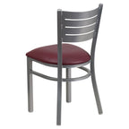 Flash Furniture HERCULES Series Silver Slat Back Metal Restaurant Chair - Black Vinyl Seat