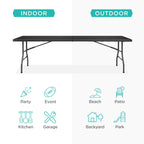 Best Choice Products 8Ft Plastic Folding Table, Indoor Outdoor Heavy Duty Portable W/Handle, Lock For Picnic, Party, Pong, Camping - Black