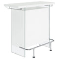 Coaster Home Furnishings Acosta Rectangular Bar Unit with Footrest and Glass Side Panels, White