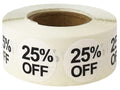 White 25% Percent Off Stickers For Retail 0.75 Inch 500 Adhesive Labels