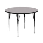 Flash Furniture Wren 42'' Round Grey Thermal Laminate Activity Table - Standard Height Adjustable Legs