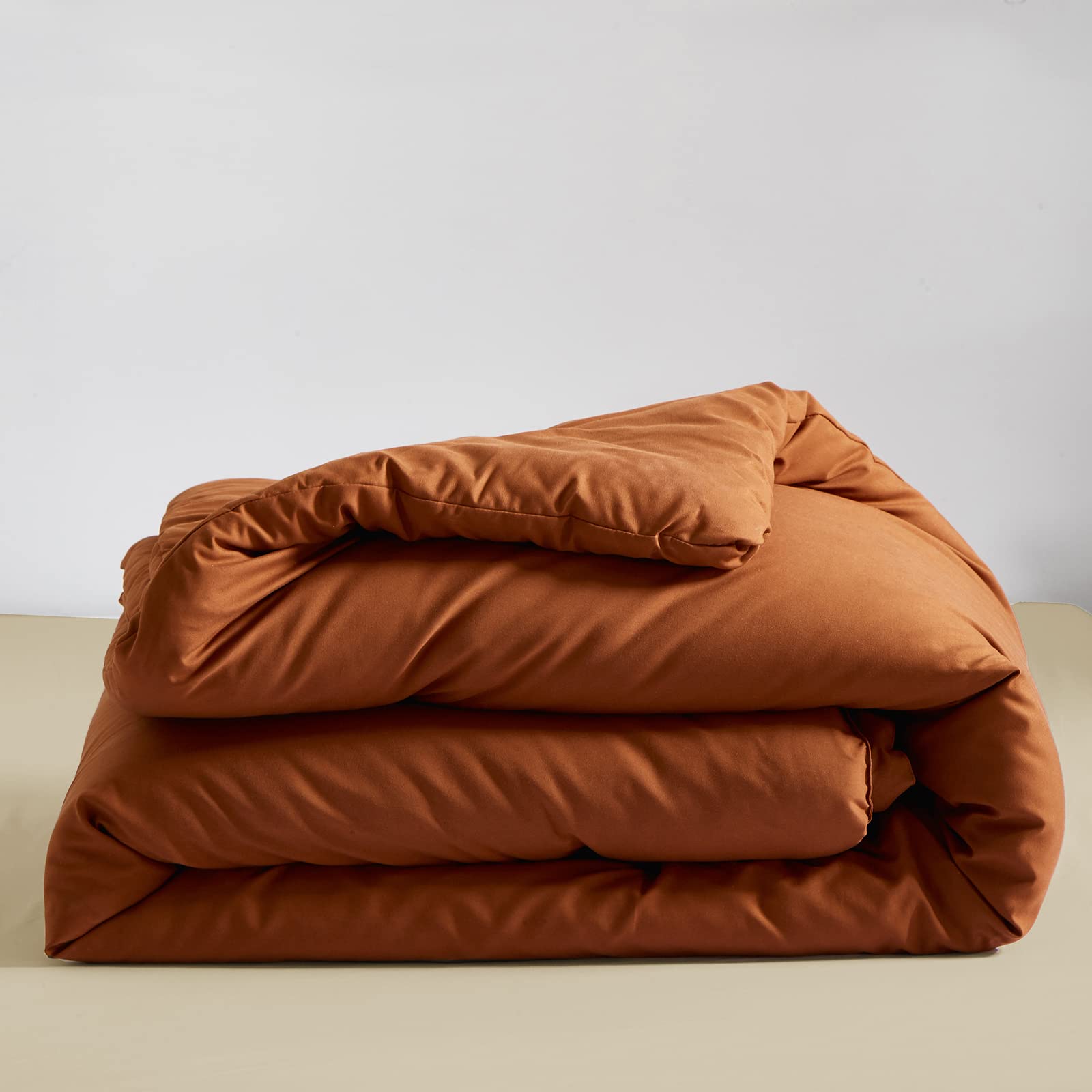 Luxlovery Rust Comforter Set California King Burnt Orange Bedding Comforter Set Caramel Bedding Set Solid Color Rust Orange Bedd