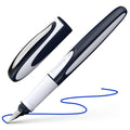 Schneider Ray Fountain Pen M (Medium), Refillable, Dark Blue/Light Gray Barrel, Royal Blue Erasable Ink Cartridge, Pack Of 1 Pen
