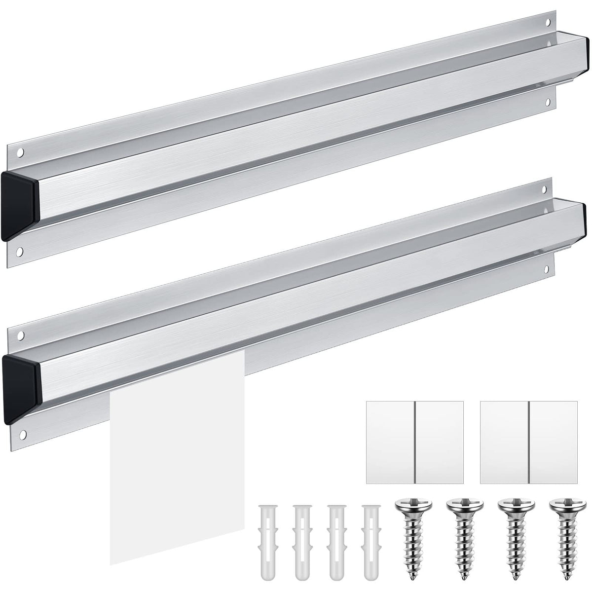Henoyso 2 Pieces Restaurant Ticket Holder Receipt Holder Aluminum Order Rack Ticket Rack Silver Kitchen Slide Check Rack For Off