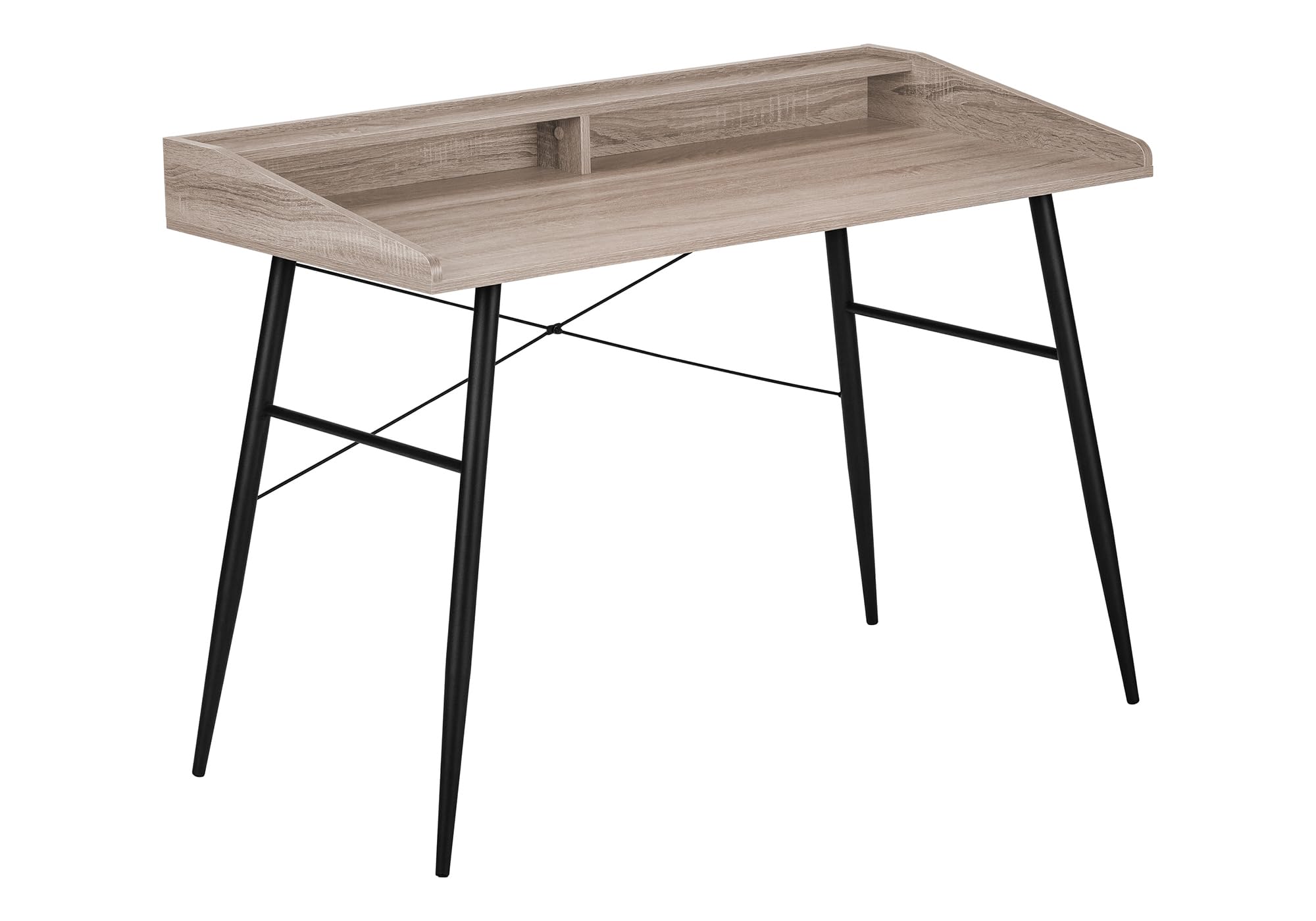 Monarch Specialties I 7536 Computer Desk, Home Office, Laptop, Storage Shelves, 48 L, Work, Metal, Laminate, Brown, Black, Conte