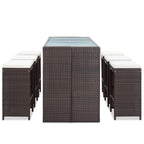 Furniking 7 Piece Garden Bar Set with Cushions Poly Rattan Brown (67kg)