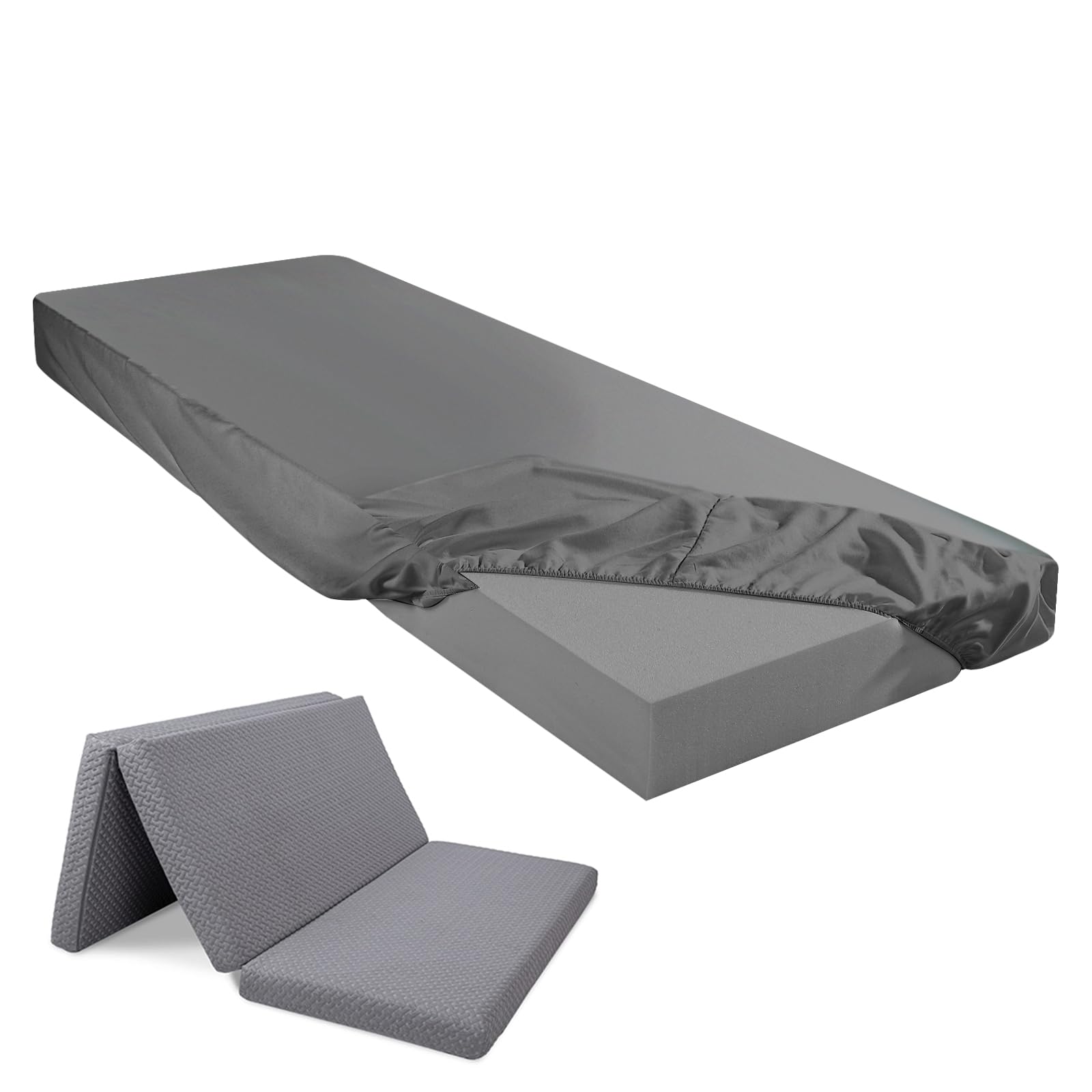 Breling Fitted Sheet (Sheet Only) Compatible With Milliard Trifold Mattress Folding Mattress Fitted Microfiber Sheet For Camp Bunk Rvs Bed(Dark Gray, 1 Pc, Single,4'')