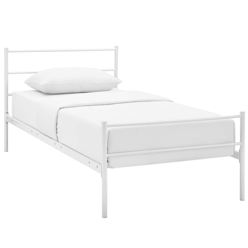 CasaFoyer Alina Platform Twin Bed Frame | Rustic Charm meets Modern Design | Sturdy Vintage Steel | Holds 1323 lbs | Cottage Aesthetic | No Box Spring Needed | Compatible with Memory Foam, Spring, Latex, Hybrid Mattresses (Mattress Not Included)