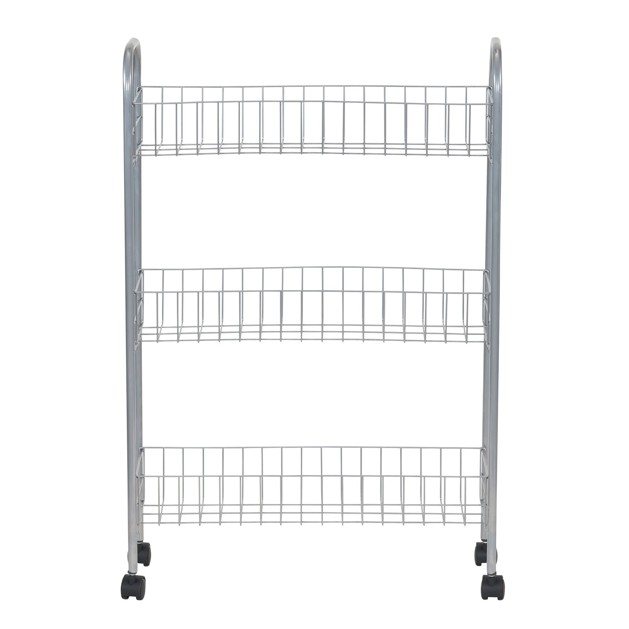 Household Essentials Slim Storage Cart, 3 Shelf Storage Cart with Wheels, Perfect for Laundry Rooms, Bathrooms, Pantries, Kitche