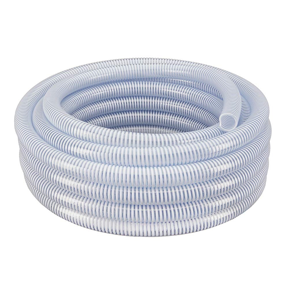 1' Id X 25 Ft Hydromaxx Clear Flexible Pvc Suction And Discharge Hose With White Reinforced Helix