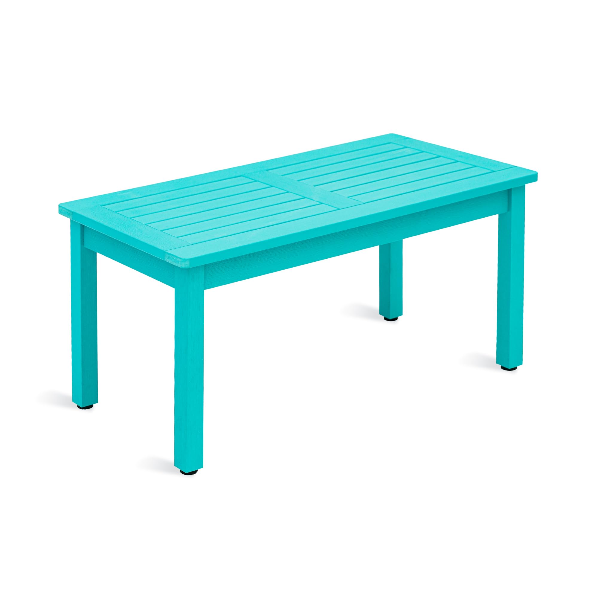 LUE BONA Outdoor Coffee Table Rectangle, HDPS Patio Coffee Tables for Outside, All Weather Patio Coffee Table with Slatted Table