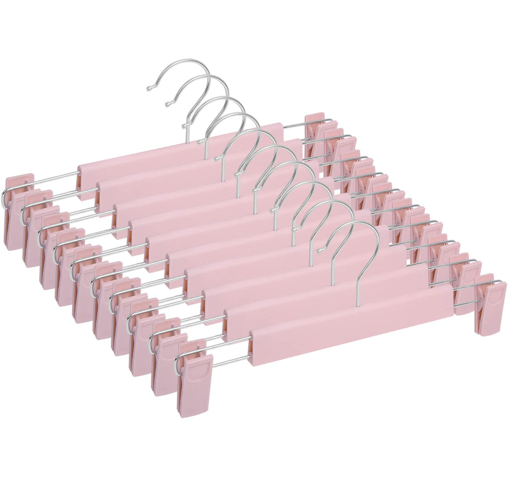 Pants Hangers with Clips Skirt Hangers for Women Plastic Clip Hangers for Pants Clothes Hangers (30pack, Pink)