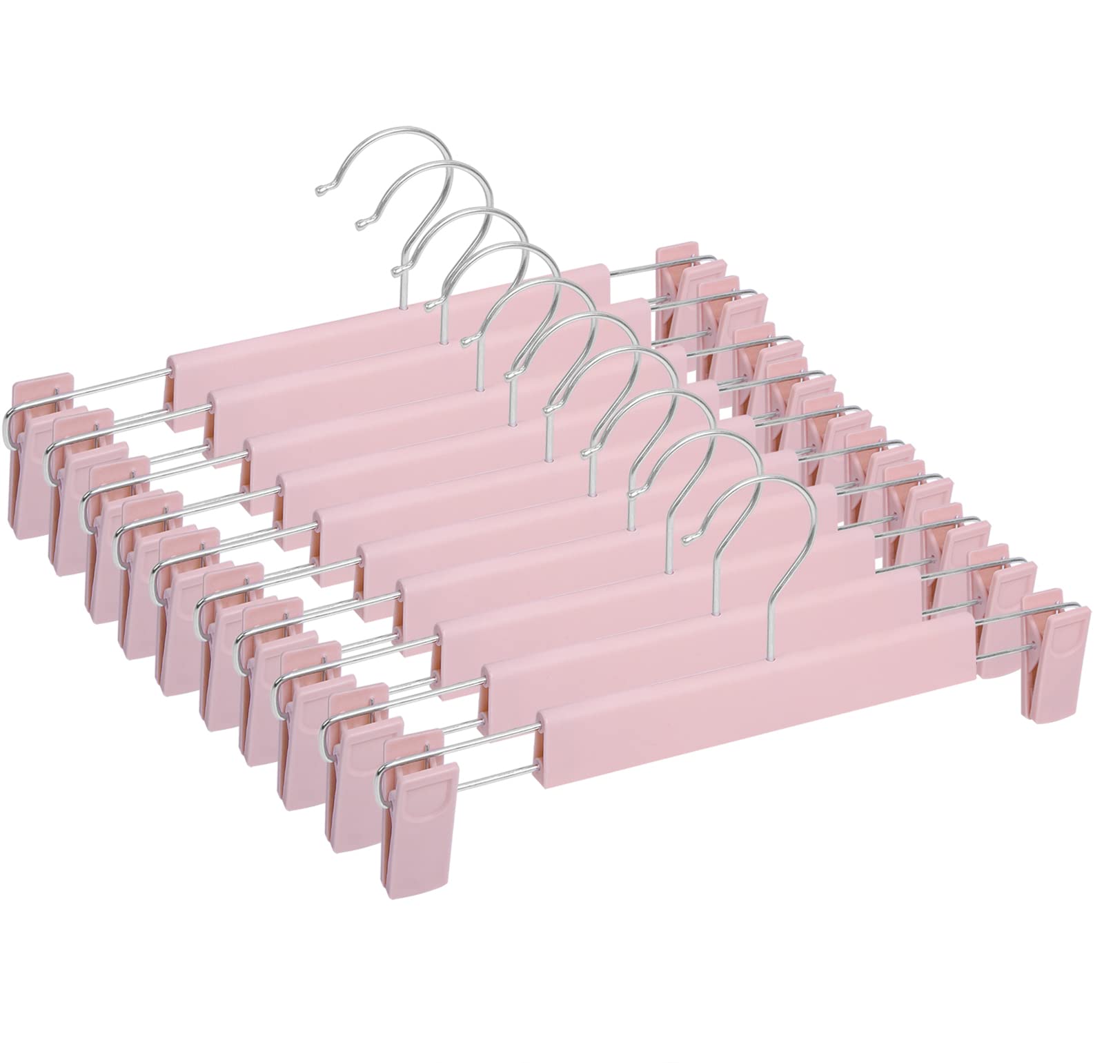 Pants Hangers with Clips Skirt Hangers for Women Plastic Clip Hangers for Pants Clothes Hangers (30pack, Pink)