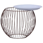 vidaXL Scandinavian Style Coffee Table - Unique Basket Design, MDF Tabletop, Gold Metallic Frame with White Top, Converts into a Storage Basket
