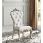 Acme Gorsedd Upholstered Tufted Side Chair in Cream and Golden Ivory Set of 2