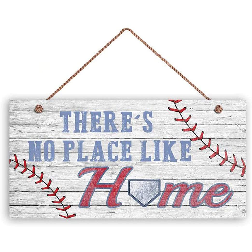 Theres No Place Like Home Sign Baseball Plaque Home Plate Weathered Style Rustic Wooden Plank Sign Wood Wall Decor Sign 10x5inc