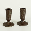 Handcrafted Antique Black & Gold Iron Taper Candle Holders - Set of 2 Elegant Candlesticks for Weddings, Dining, and Parties, Ti