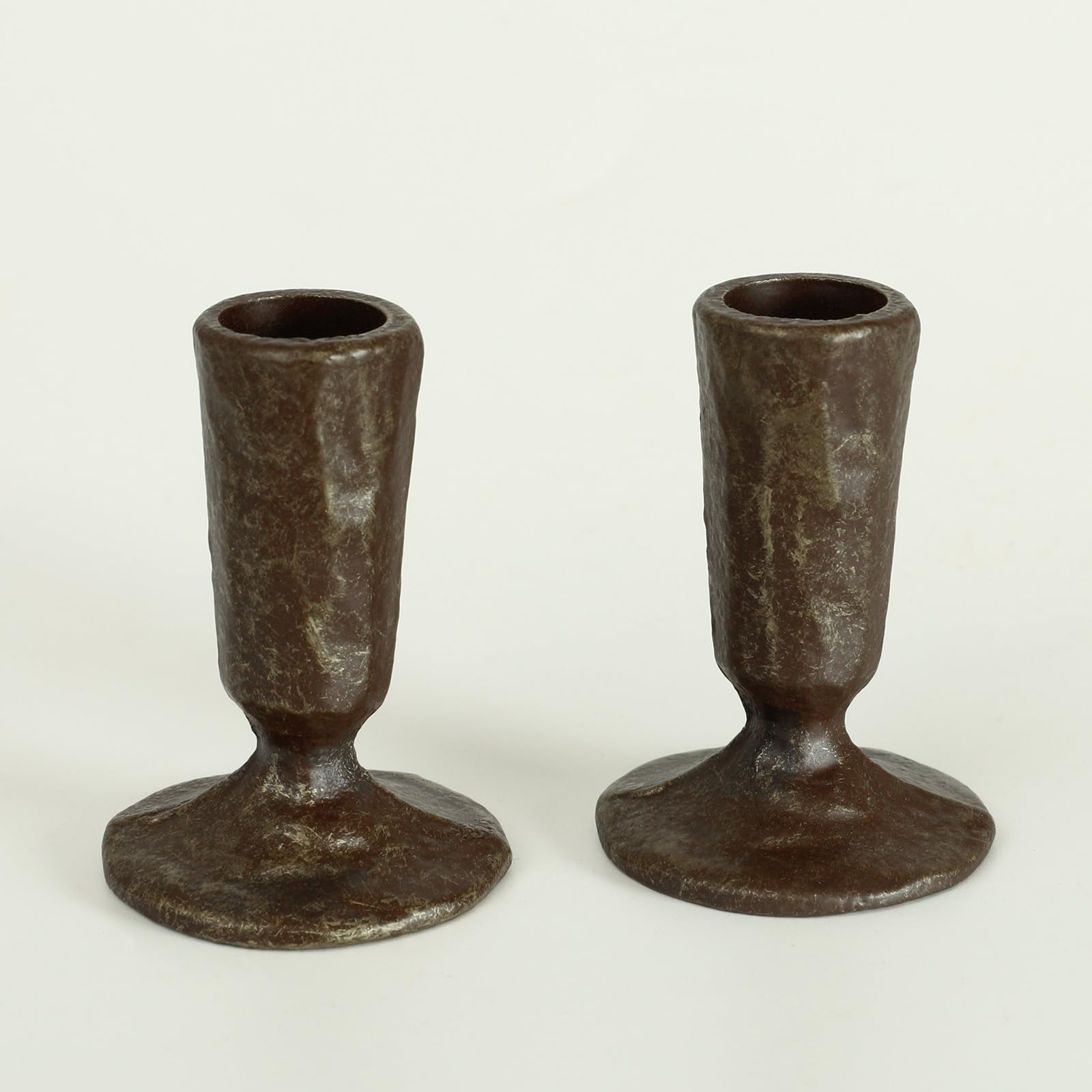 Handcrafted Antique Black & Gold Iron Taper Candle Holders - Set of 2 Elegant Candlesticks for Weddings, Dining, and Parties, Ti