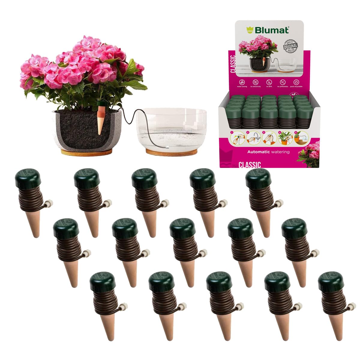 Blumat Classic Plant Watering Stakes - Self Watering Planter Insert For Pots - Automatic Plant Waterer & Plant Accessories (15Pa