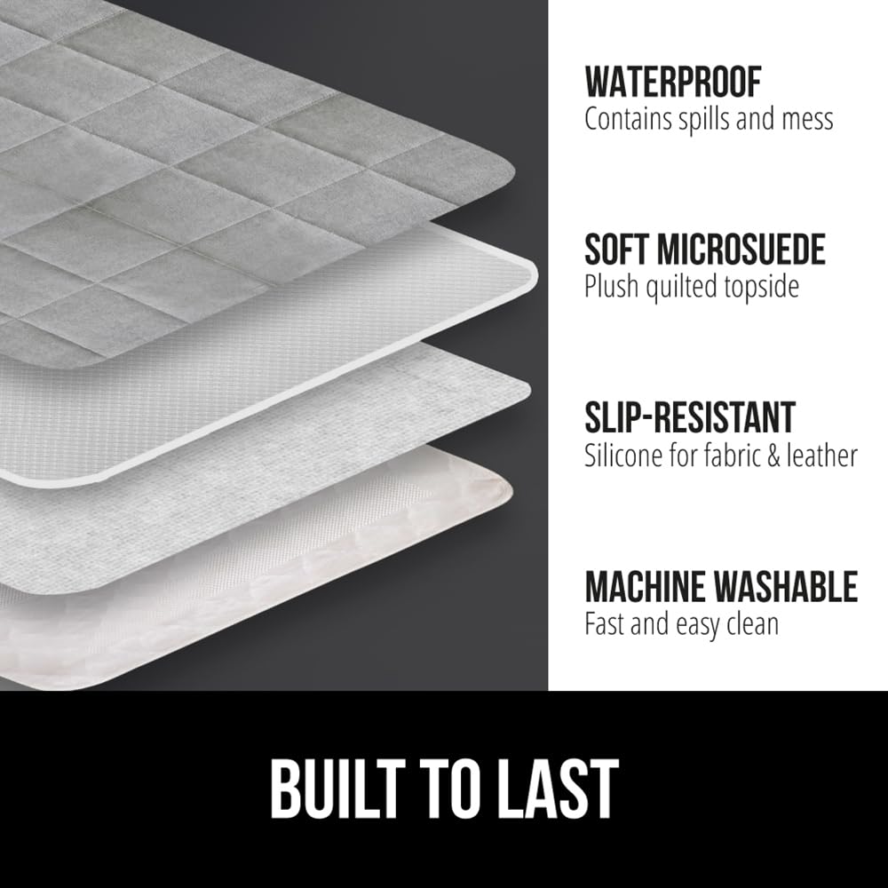 Gorilla Grip Patented Waterproof Slip-Resistant 70?Sofa Protector Cover, For Leather Or Fabric Couch Cushion, Large Microsuede Furniture Covers Dogs Pets Machine Washable Slipcover, Slate