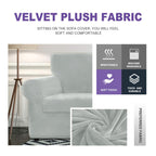 Znsayotx Luxury Velvet Couch Cover 4 Piece Stretch Sofa Covers For 3 Cushion Couch Thick Soft Spandex Sofa Slipcover Living Room Anti Slip Dogs Furniture Protector (Silver Grey), 71'-91'(3 Cushions)