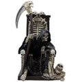 Decorative Spooky Grim Reaper Sitting on Bone Throne of Skeletons and Skulls Statue for Scary Halloween Decorations or Horror Mo