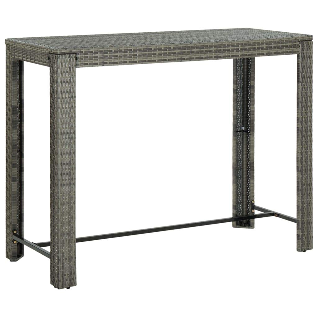 Vidaxl Patio Bar Table Garden Outdoor Coffee Tea Counter Balcony Backyard Yard Terrace Side Table Home Furniture Gray 55.3&quot; Poly Rattan