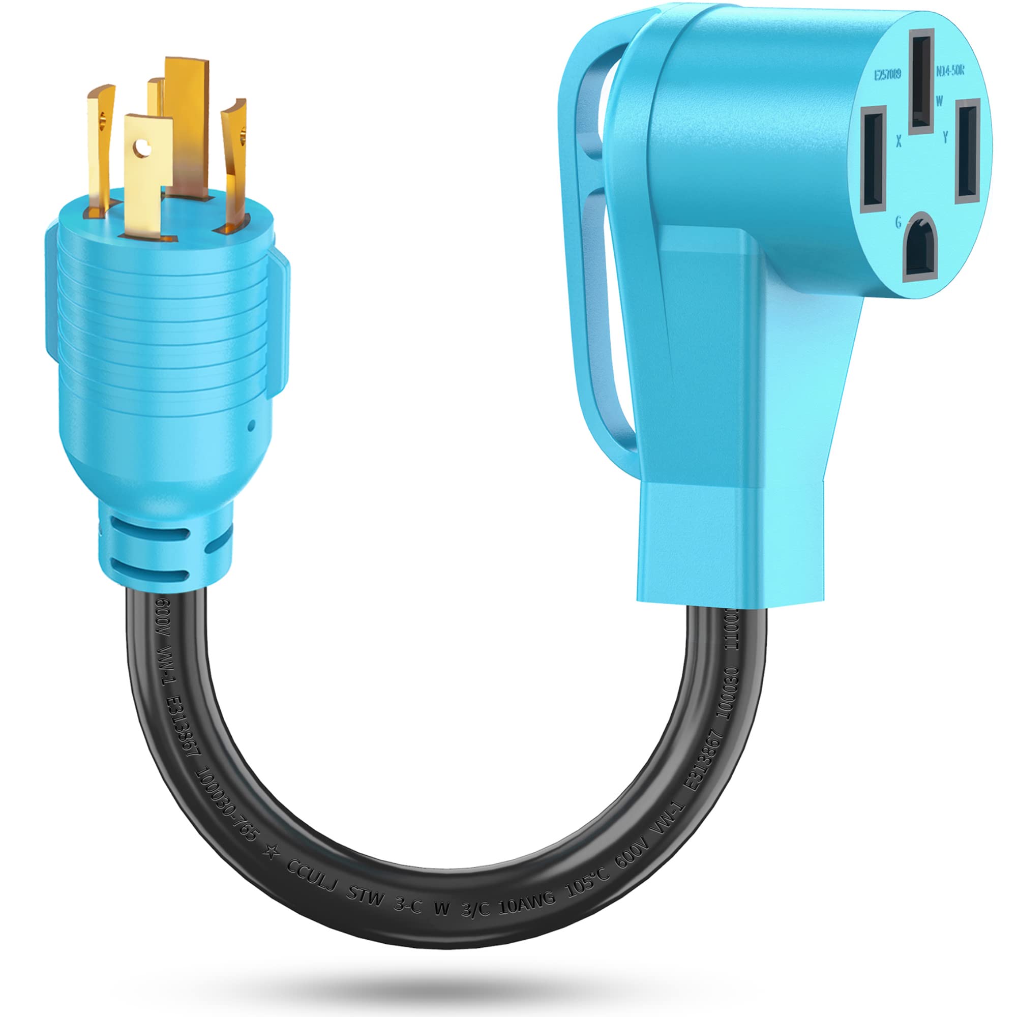 Circlecord 4 Prong 30 Amp To 50 Amp Generator To Rv/Ev Adapter Cord, Nema L14-30P To 14-50R, Heavy Duty Stw 10 Awg Suit For Tesl