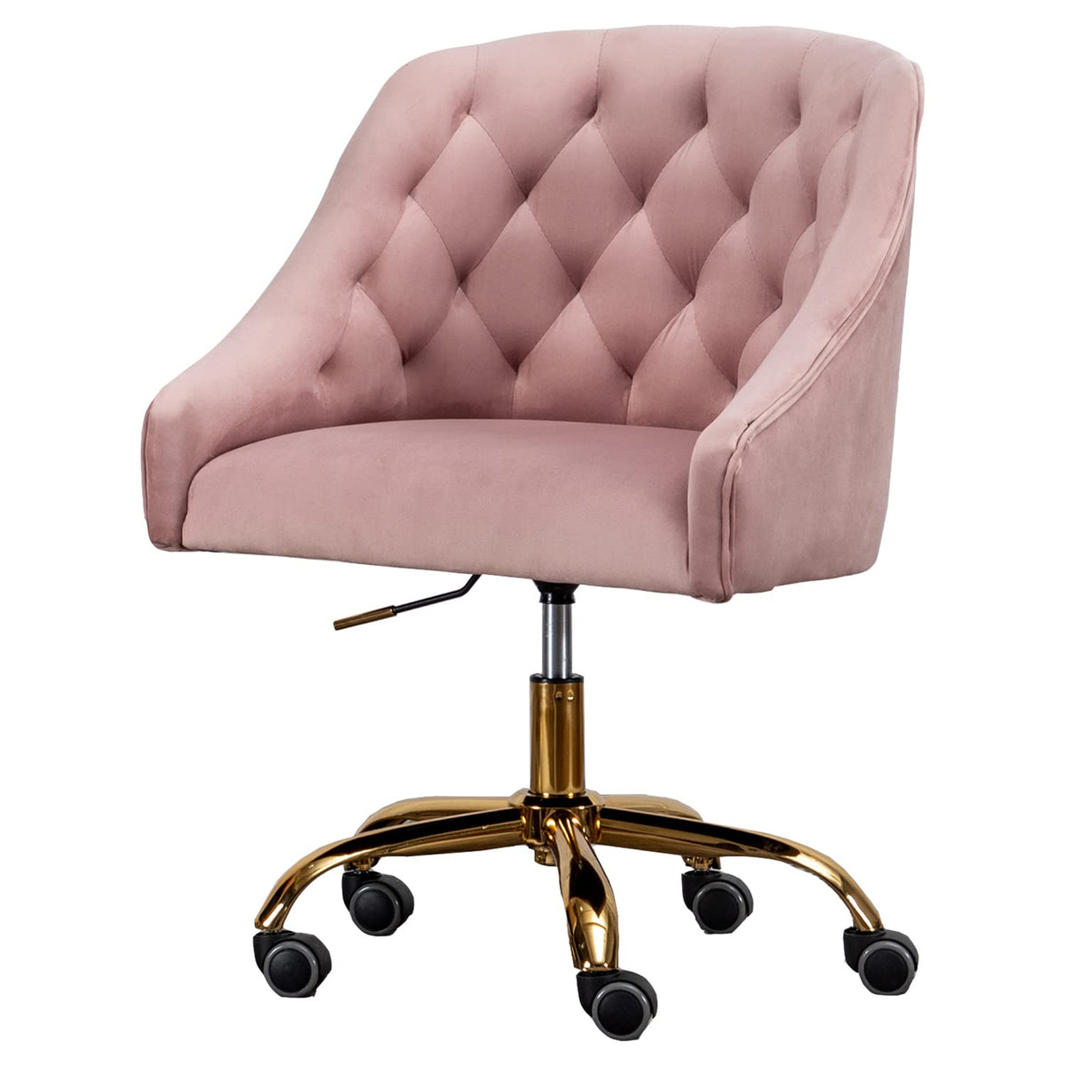 Best Master Furniture Pink Velvet Swivel Task Chair With Gold Base