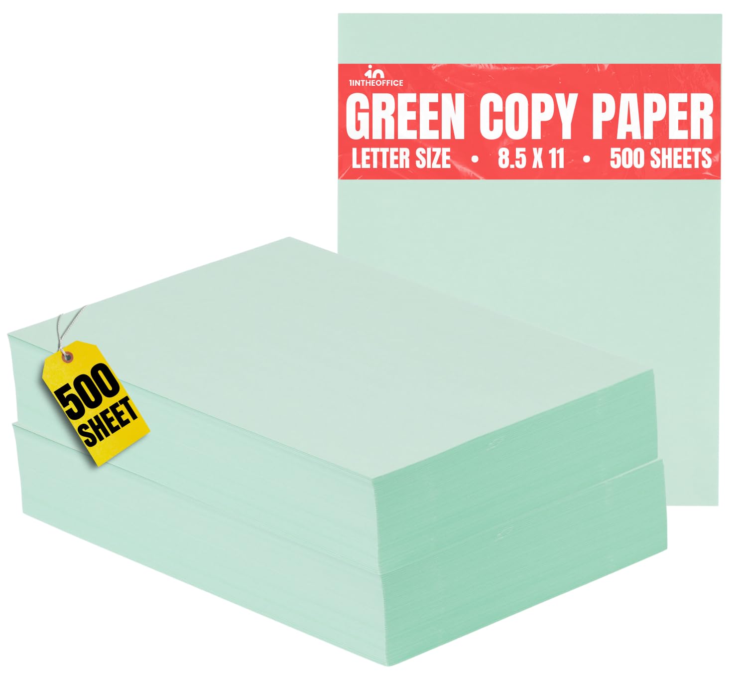 1Intheoffice Colored Copy Paper, Green Copy Paper, Printing Paper 8.5 X 11, Letter Size, Green, 20Lb Density, (500 Sheets)