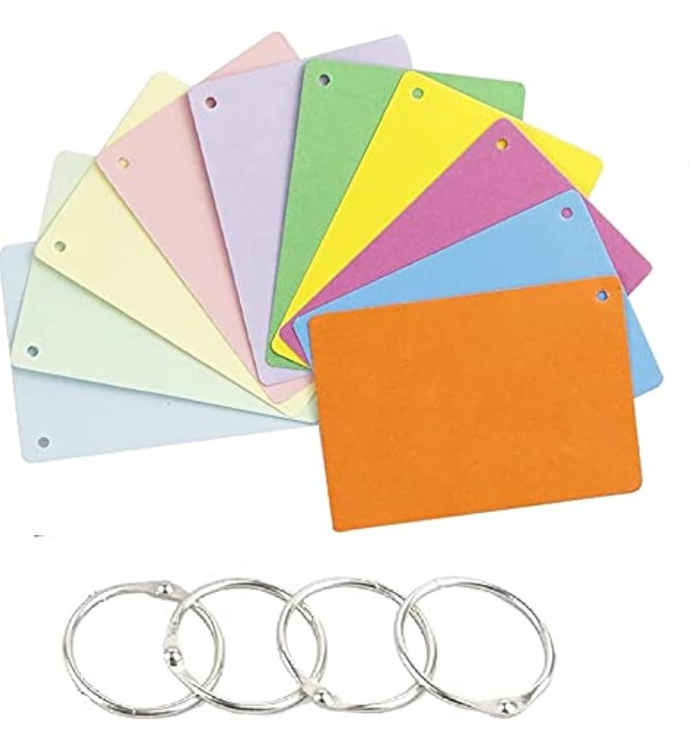 True-Ally Unruled Index Flash Cards - 3X5 Inch, Colored, 150 Cards, 200 Gsm - With Free Binder Rings For Cue Cards, Cheat Sheets