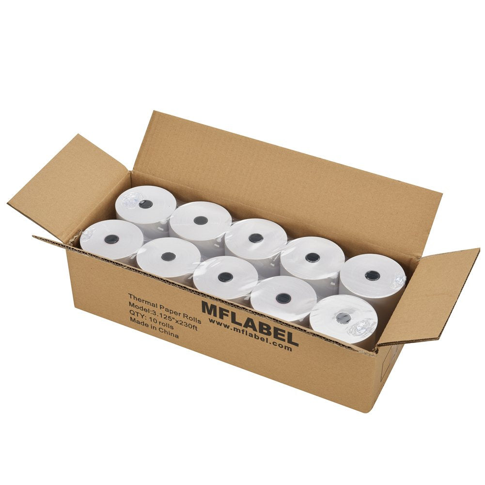 Mflabel 10 Rolls Thermal Receipt Paper Rolls 3-1/8 X 230Ft Thermal Paper Rolls