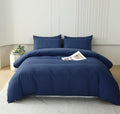 Houseri Navy Blue Comforter Queen Size Dark Blue Bedding Comforter Sets Queen Men Boys Solid Navy Comforter Queen Women Girls De