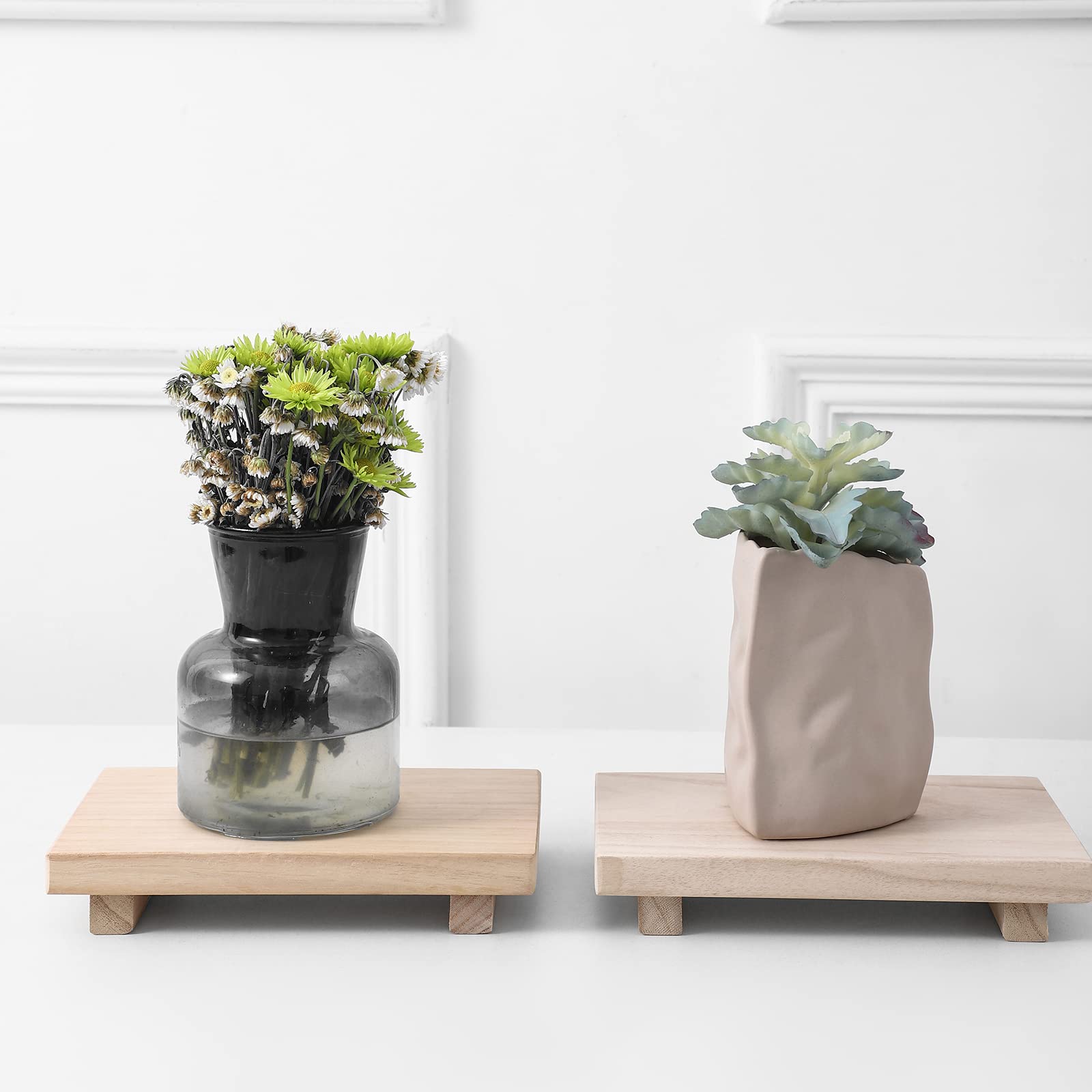 Small Wood Tray Pedestal Stand Farmhouse Bathroom Decor Decorative Wooden Riser Kitchen Soap Dish Holder For Vanity, Counter, Si