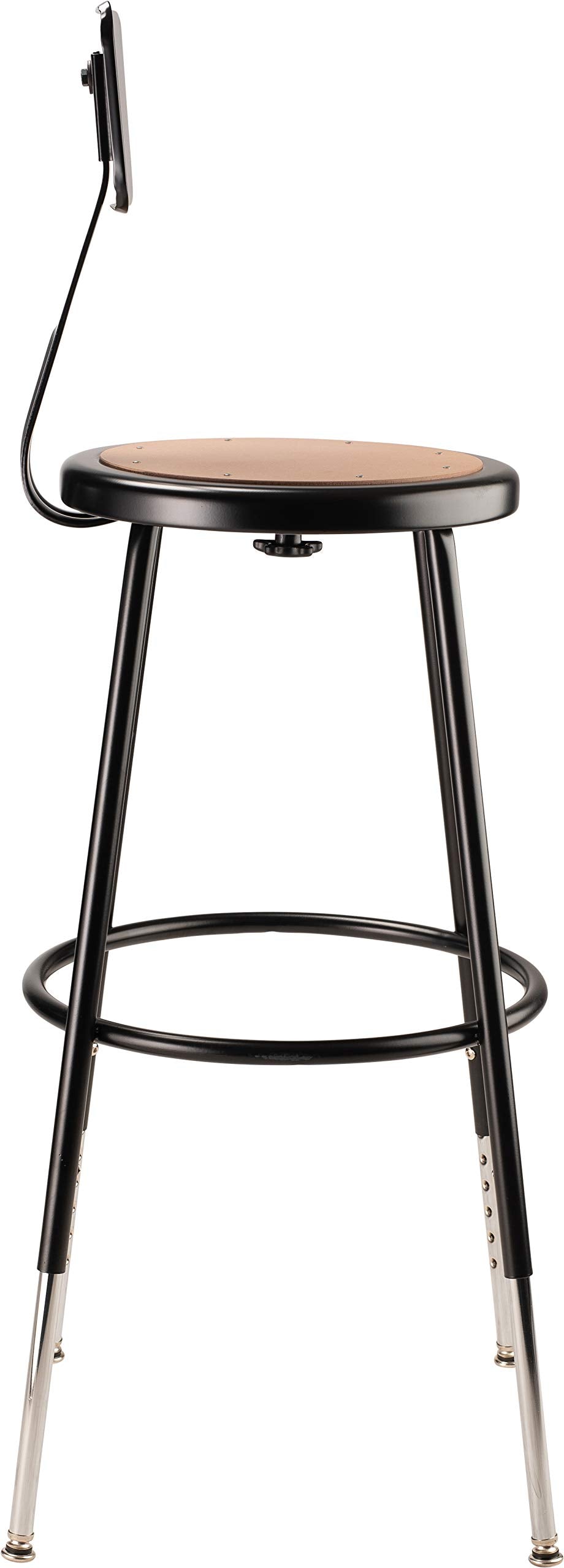 National Public Seating 24&quot; Adjustable Steel Stool With Backrest, Black (6224Hb-10)