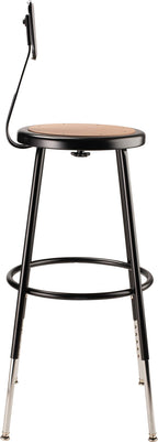 National Public Seating 24" Adjustable Steel Stool With Backrest, Black (6224Hb-10)