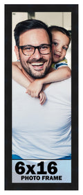 CountryArtHouse 6x16 Frame Black Solid Pine Wood Picture Frame Includes UV Acrylic Plexiglass, Acid Free Foam Backing Board and 