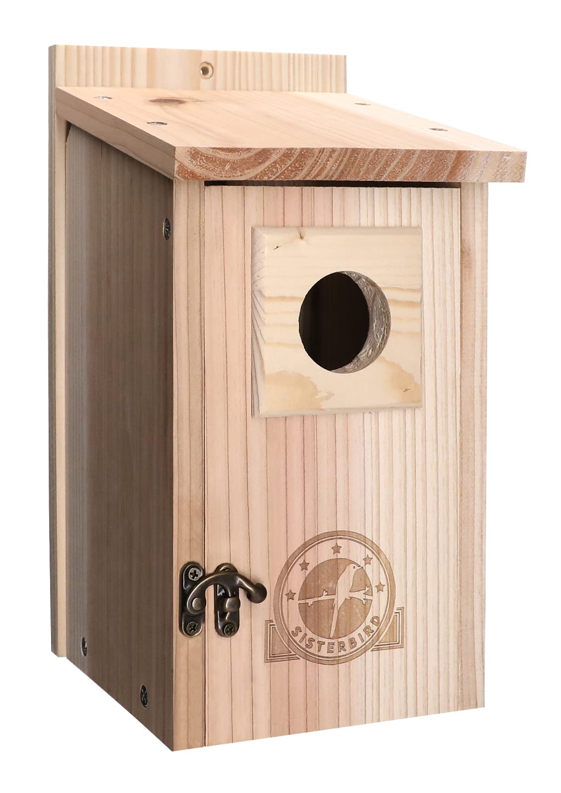 Sisterbird Bird Houses For Outside 1-1/2' Entrance Hole Cedar Wild Birdhouses With Wood Guard Outdoor Bluebird Wren Swallow Fin