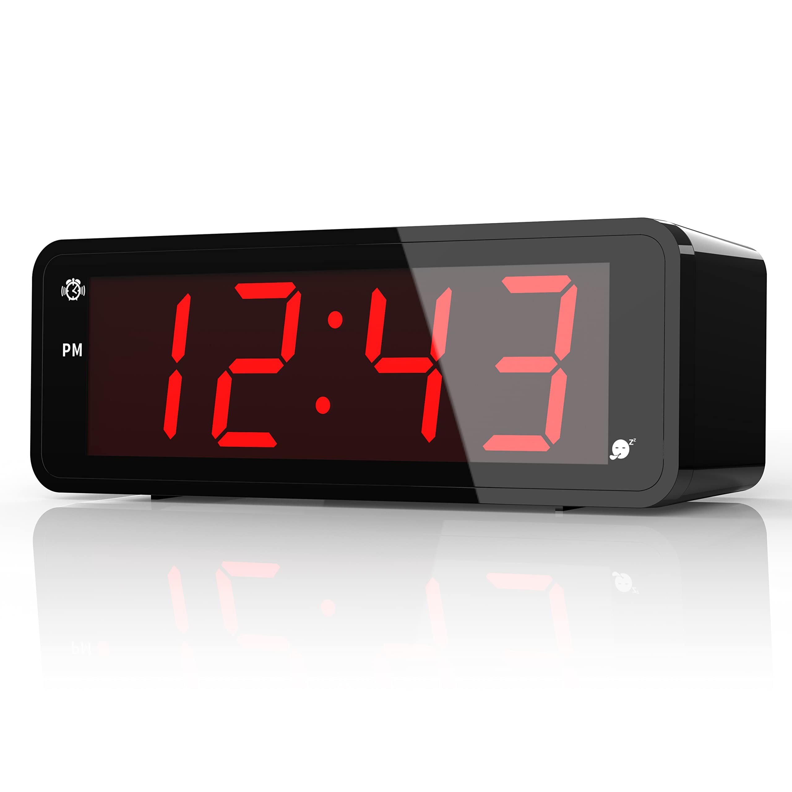 KWANWA Alarm Clock, Large Display 1.8'' LED Numbers, Adjustable Led Brightness, Battery Operated, 12/24Hr, Snooze, Clearly Visib