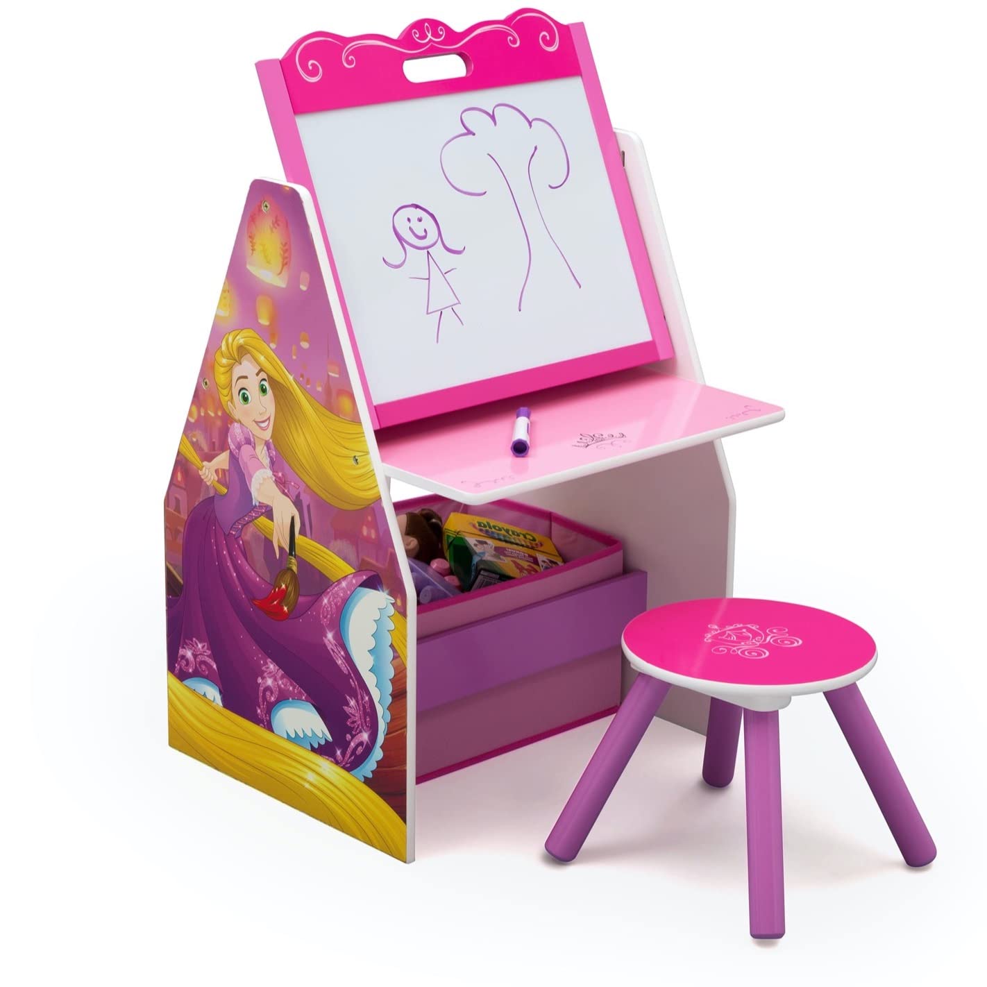 Delta Children Kids Easel And Play Station – Ideal For Arts & Crafts, Homeschooling And More- Greenguard Gold Certified, Disney Princess