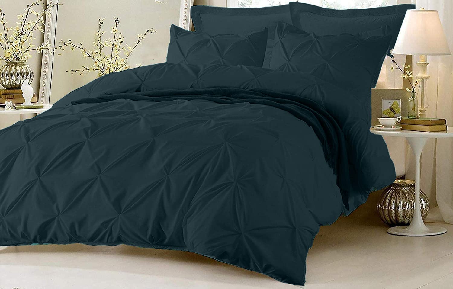 100% Egyptian Cotton Duvet Cover Queen 800 Thread Count Long Staple Quilt 1 Duvet Cover 2 Pillow Shams Solid Pattern Silky Soft,