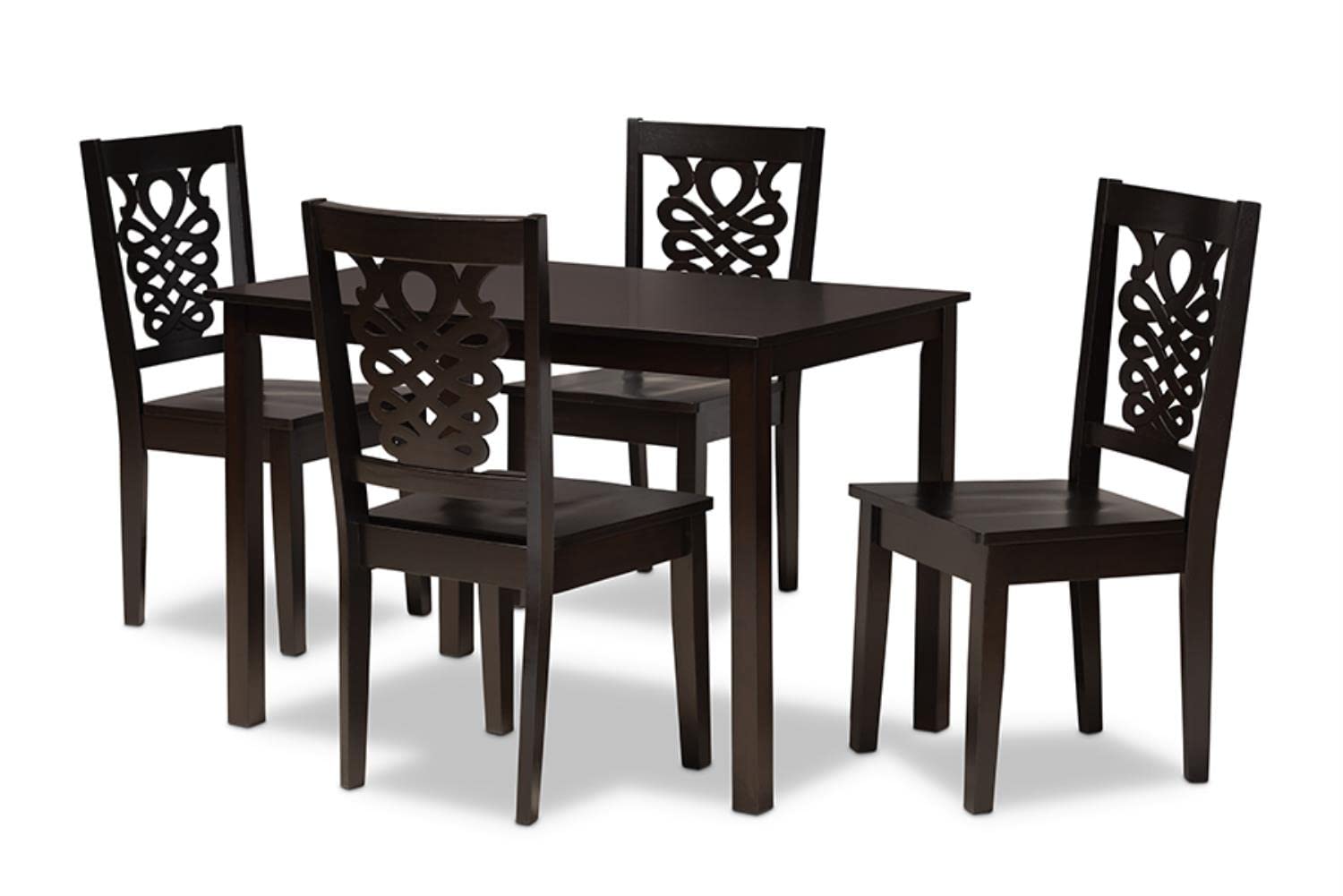 Baxton Studio Luisa Modern and Contemporary Transitional Dark Brown Finished Wood 5-Piece Dining Set