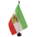 Iran Old Table Flag 5' X 8' - Former Iranian Desk Flag 21 X 14 Cm - Black Plastic Stick And Base - Az Flag
