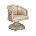 ACME Furniture Faux Leather Arm Chair in Antique Gold Finish